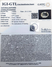 4.97/CT Natural Ceylonese Pukhraj Stone with Govt Lab Certificate-YELSA9U